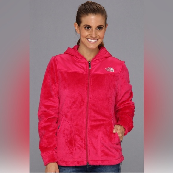 The North Face Oso Hoodie Osito Silken Fleece Full Zip Jacket Sweater Sz M Pink - Picture 1 of 5
